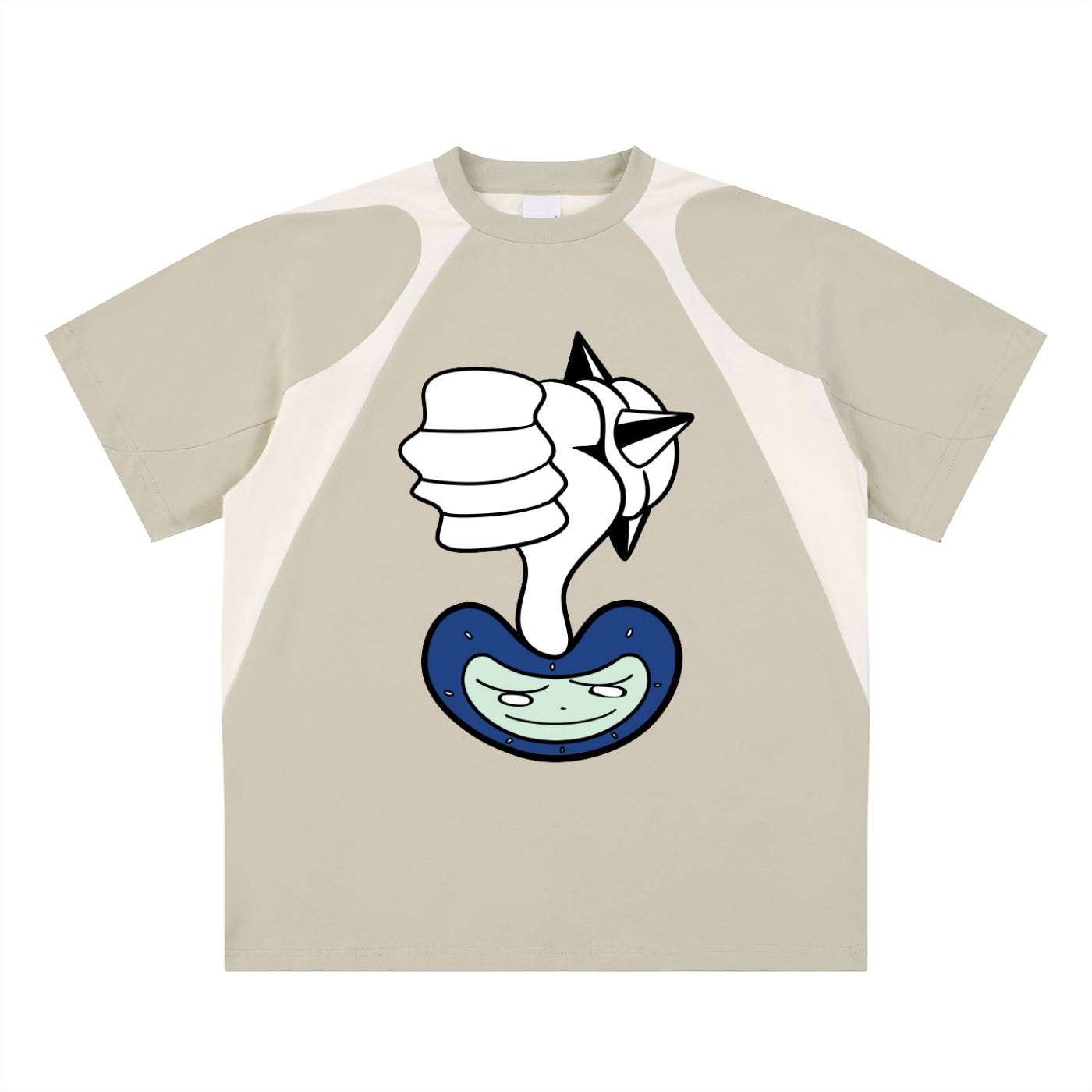 Contrast Panel Cotton T-Shirt