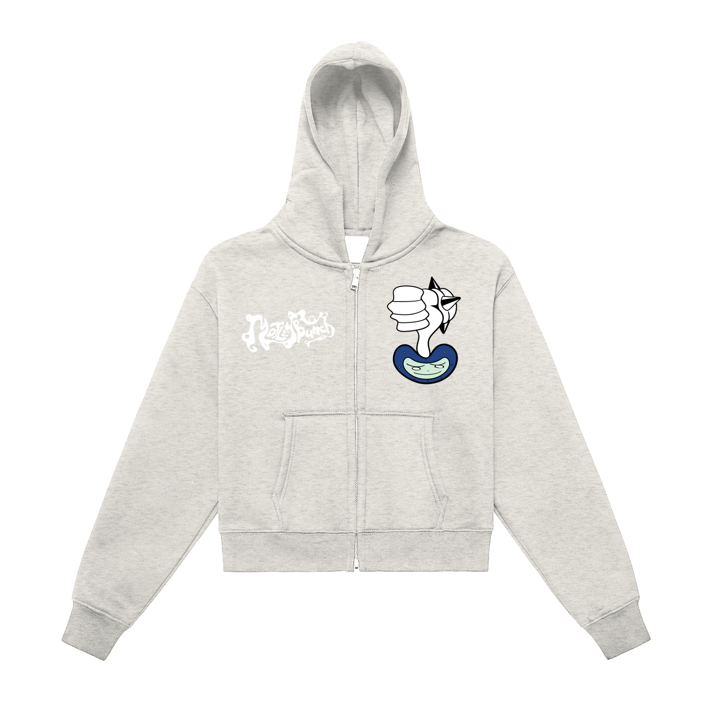 Fleeced Zip-Up Cropped Hoodie