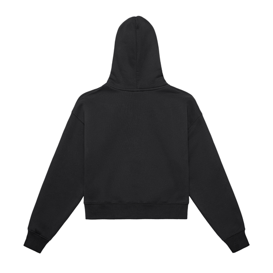 Fleeced Zip-Up Cropped Hoodie