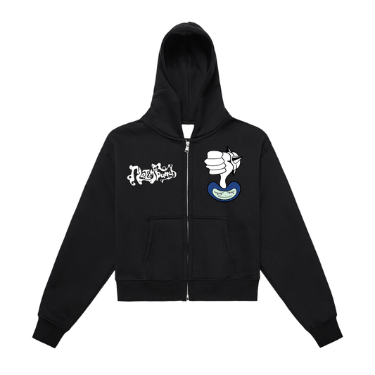 Fleeced Zip-Up Cropped Hoodie