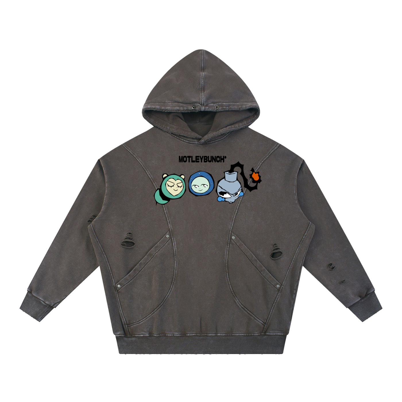 MB Snow Washed Panel Pocket Hoodie